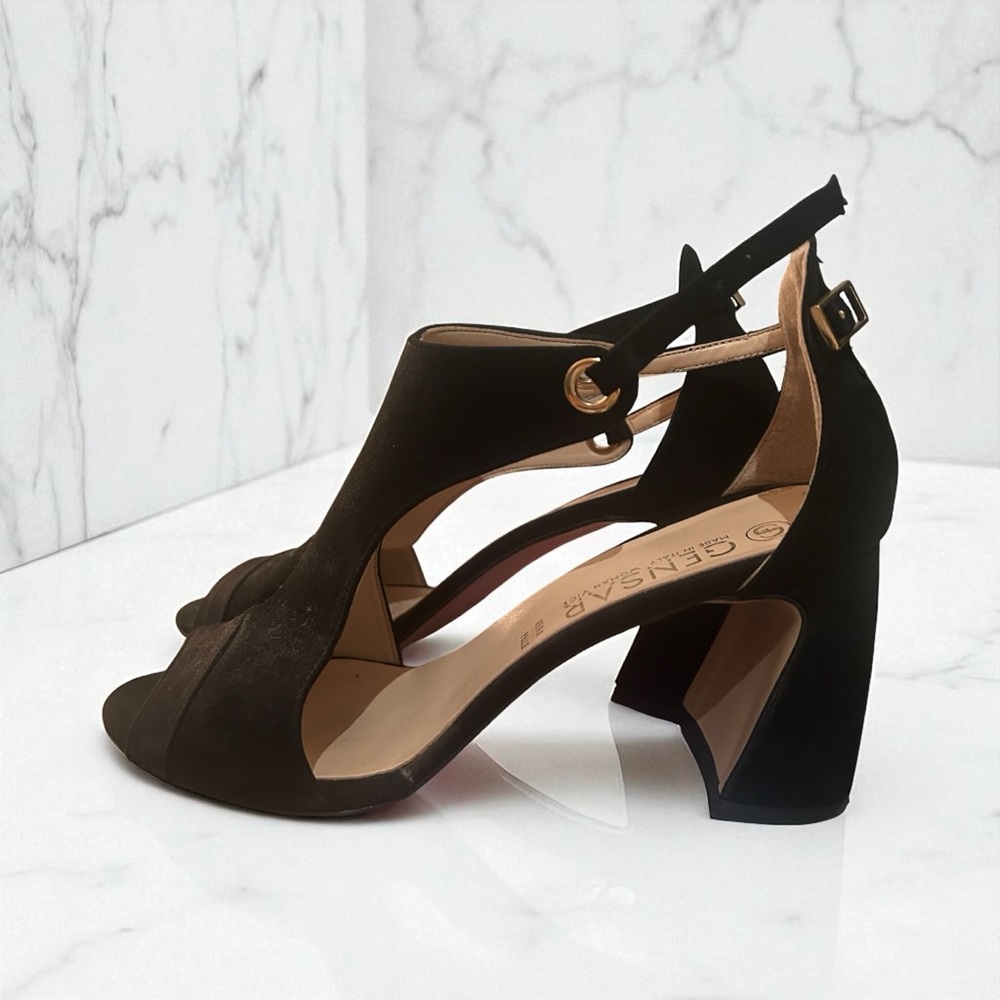 Made in Italy 🇮🇹 Black Open-Toe Heels